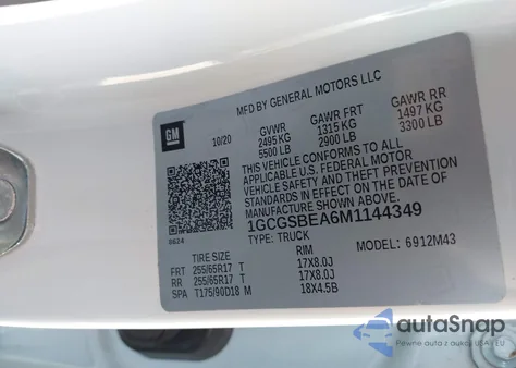 2021 Chevrolet Colorado 2Wd Short Box Wt из США, поврежденный, VIN 1GCGSBEA6M1144349